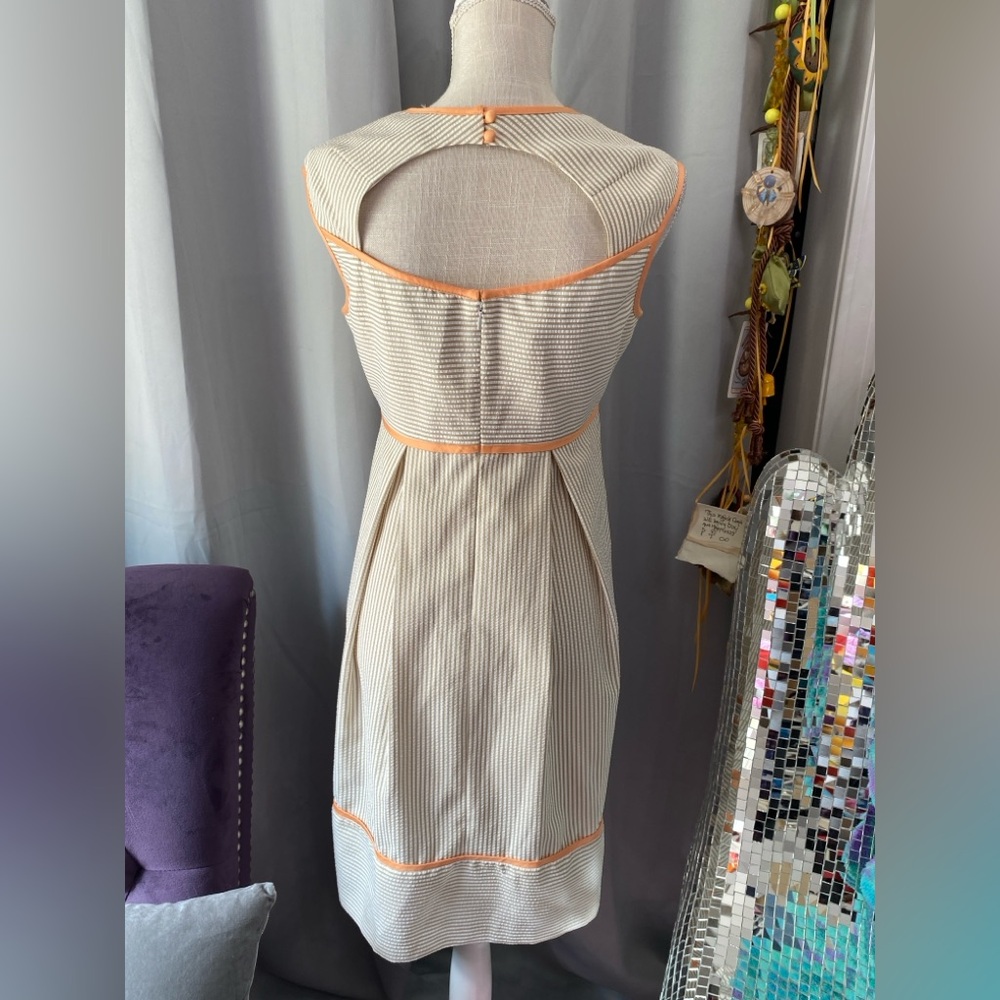 LONDON TIMES SEERSUCKER KNEE LENGTH STRIPED DRESS SIZE 10 MEDIUM LARGE - Picture 5 of 6